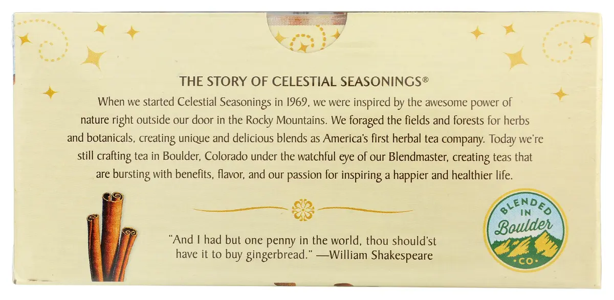 Celestial Seasonings Holiday Herbal Tea Gingerbread Spice 20 Count | Naturally Caffeine Free & Kosher - view 8