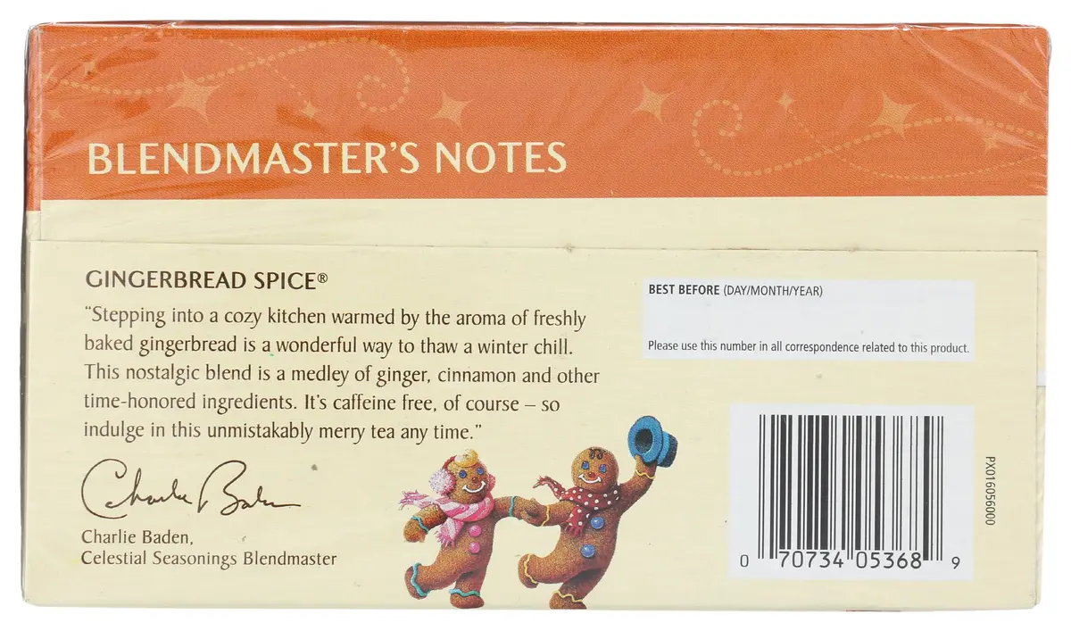 Celestial Seasonings Holiday Herbal Tea Gingerbread Spice 20 Count | Naturally Caffeine Free & Kosher - view 2