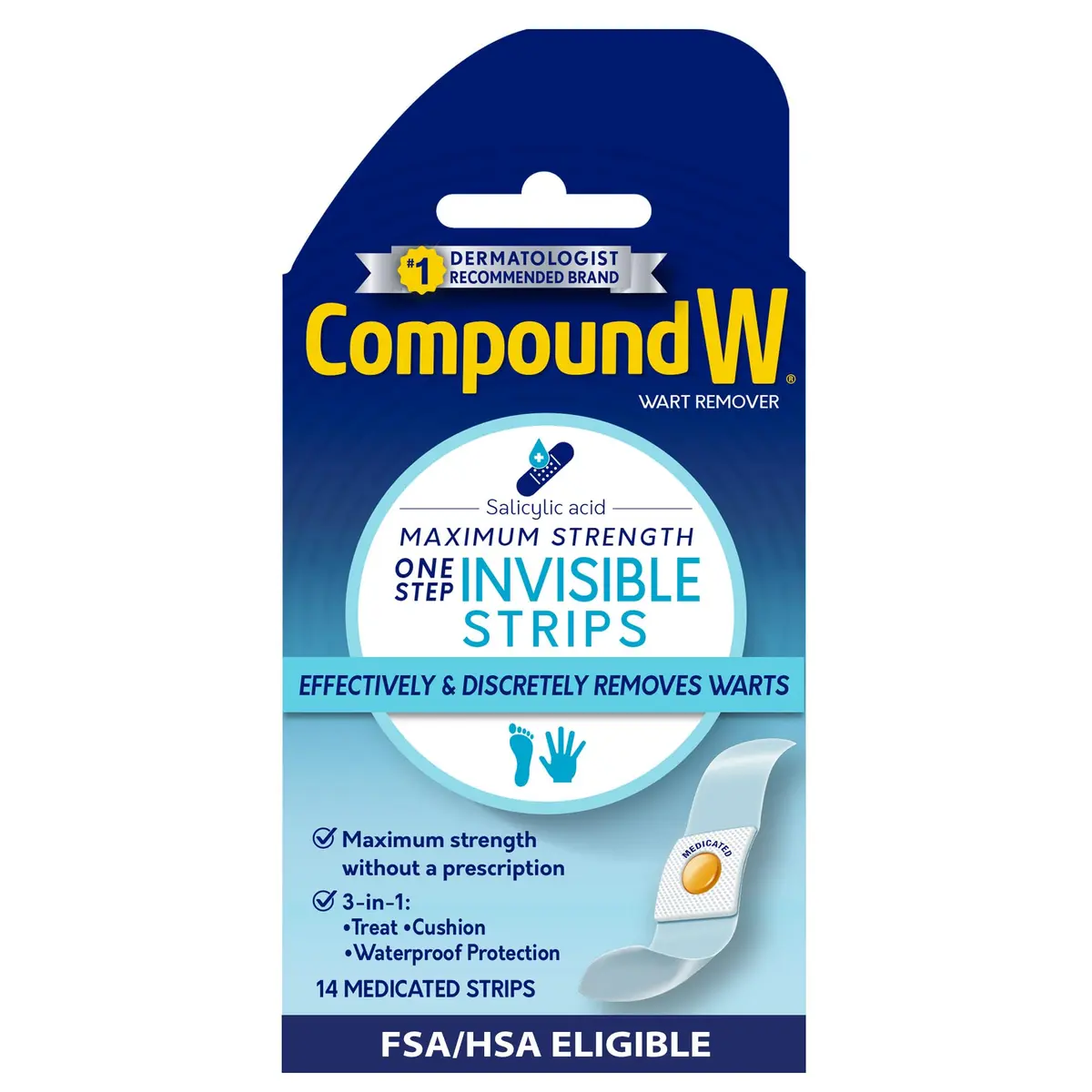 Compound W Wart Removal Strips 14 Count | Discreet, Waterproof, Maximum Strength - main product image