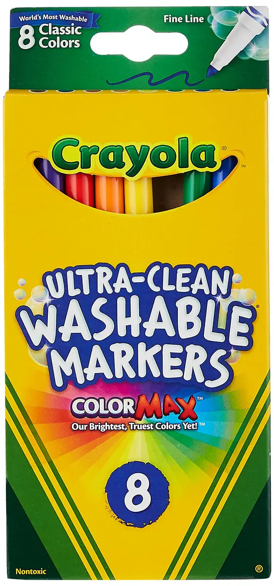 Crayola Ultra-Clean Washable Markers, Color Max, Fine Line 8 Ea | Classic Colors for Kids & Art - main product image