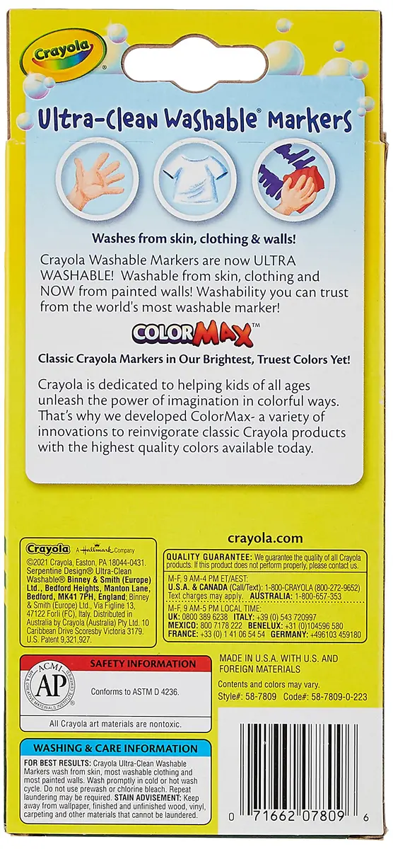 Crayola Ultra-Clean Washable Markers, Color Max, Fine Line 8 Ea | Classic Colors for Kids & Art - view 2