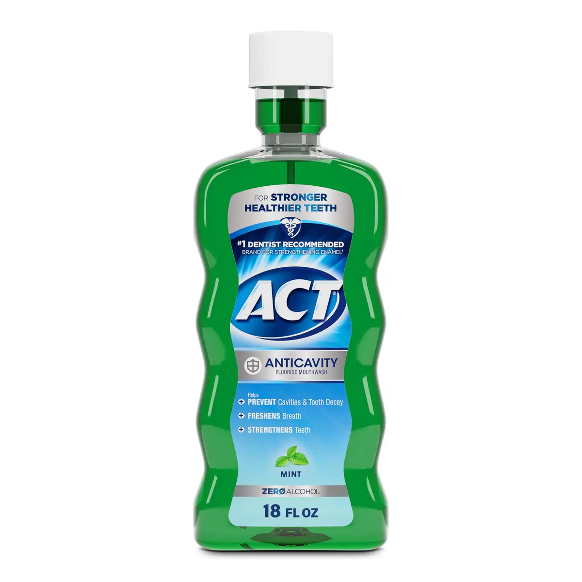 ACT Anticavity Zero Alcohol Fluoride Mouthwash 532ml (18 fl oz) | Dentist Recommended Brand for Cavity Prevention - main product image