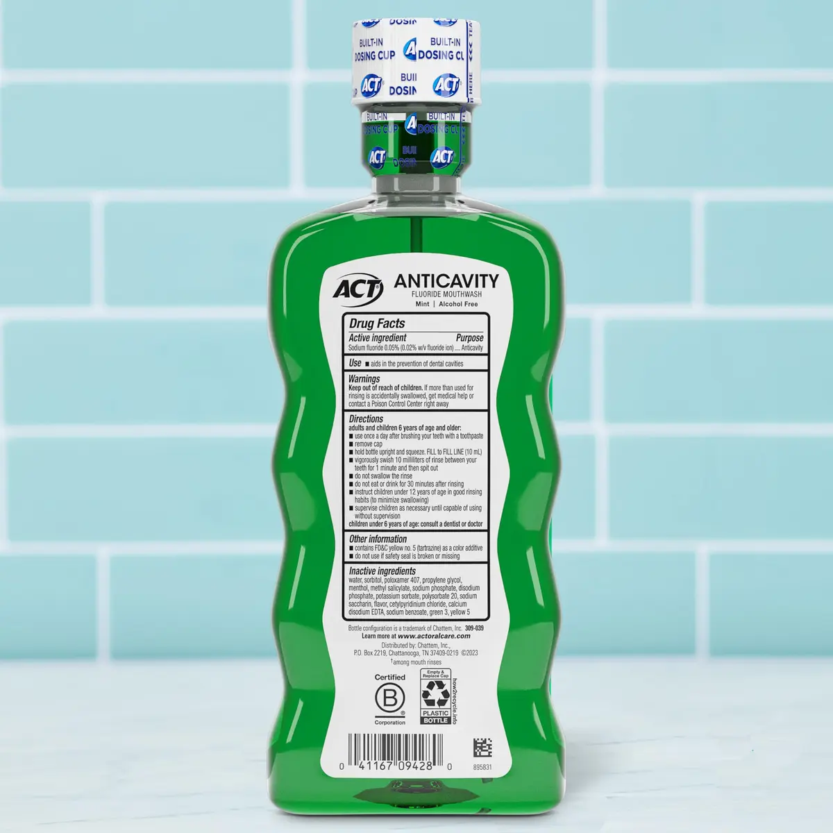 ACT Anticavity Zero Alcohol Fluoride Mouthwash 532ml (18 fl oz) | Dentist Recommended Brand for Cavity Prevention - view 2