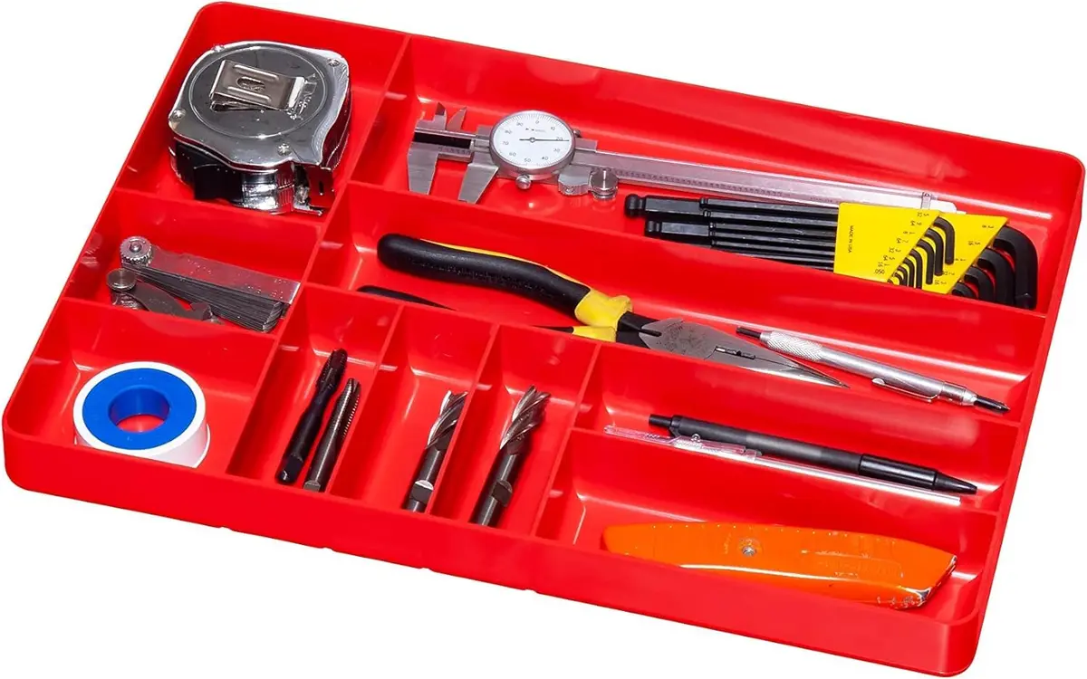 Ernst Manufacturing 10 Compartment Drawer Organizer Tray 27.9cm (11 in) x 40.3cm (16 in) x 3.8cm (1.5 in) | Stackable Red Plastic Tool Storage - view 5