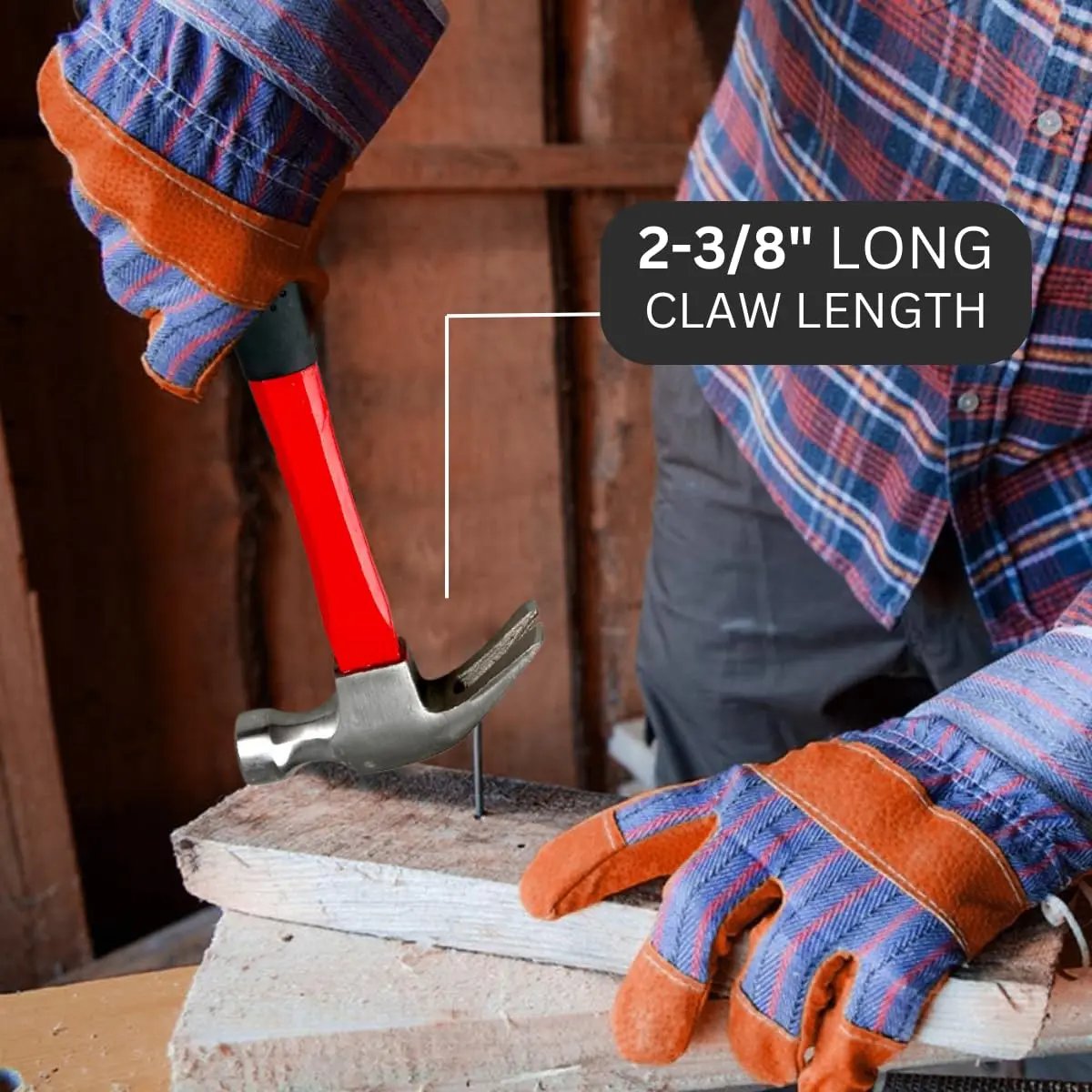 ARTESIA TOOL 13" 16oz Forged Steel Claw Hammer | Red Fiberglass Handle | 6.5" Rubber Grip | Dual-Purpose Building & Demolition - view 6