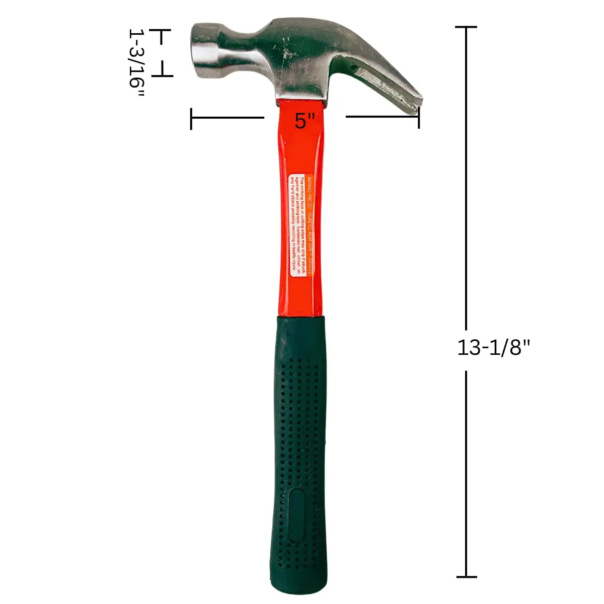 ARTESIA TOOL 13" 16oz Forged Steel Claw Hammer | Red Fiberglass Handle | 6.5" Rubber Grip | Dual-Purpose Building & Demolition - view 2