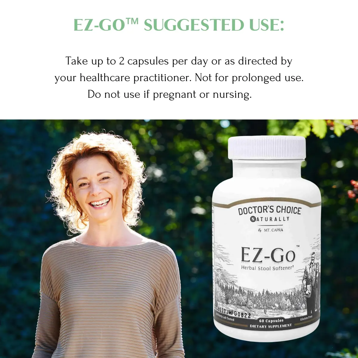 Mt. Capra EZ-Go Herbal Stool Softener 60 Capsules | Gentle Colon Support with Natural Fibers - view 7