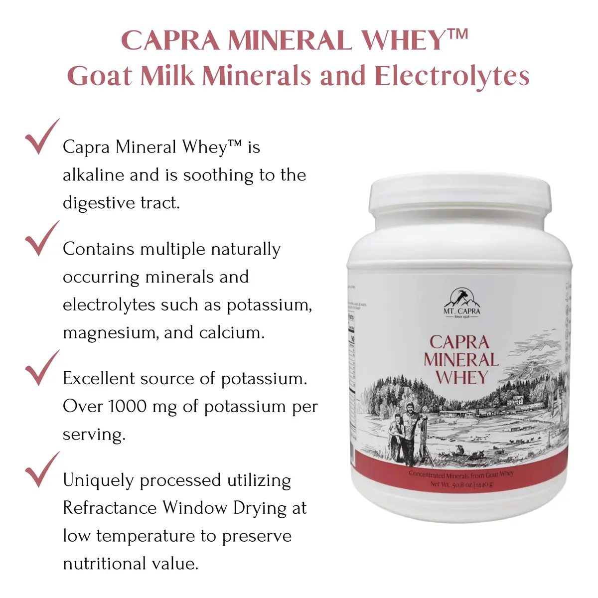 Mt. Capra Mineral Whey | from Goat Milk Whey | 50.8 oz | All-Natural Mineral & Electrolyte Supplement - view 3