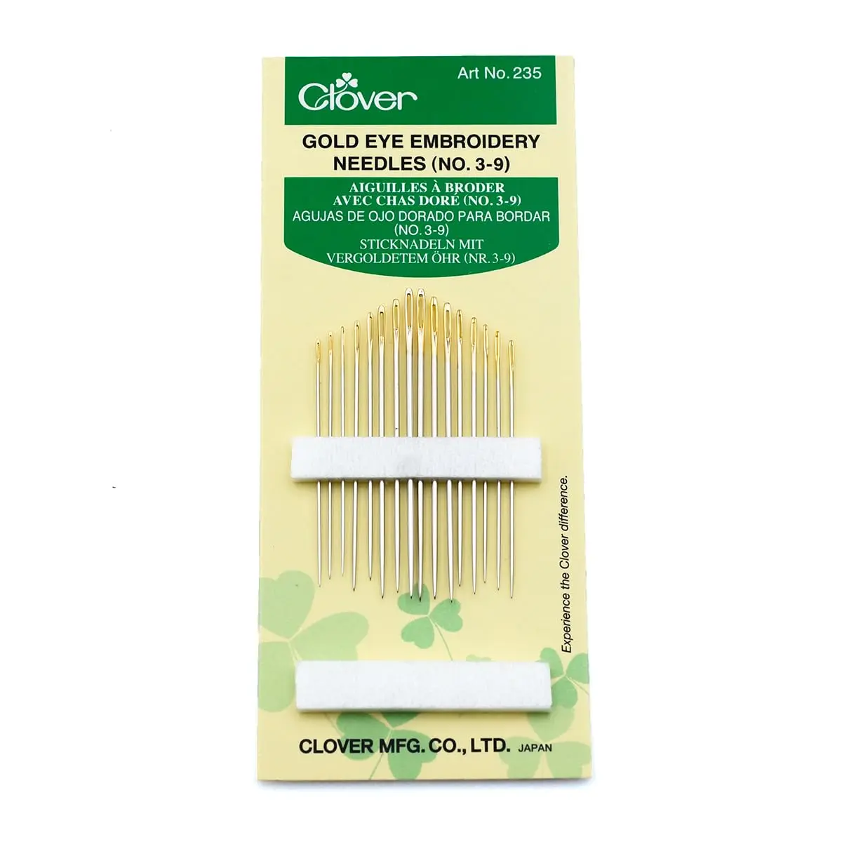 Clover Gold Eye Embroidery Needles Size 3-9 | 16 Pack for Hand Sewing & Ribbon Embroidery - main product image
