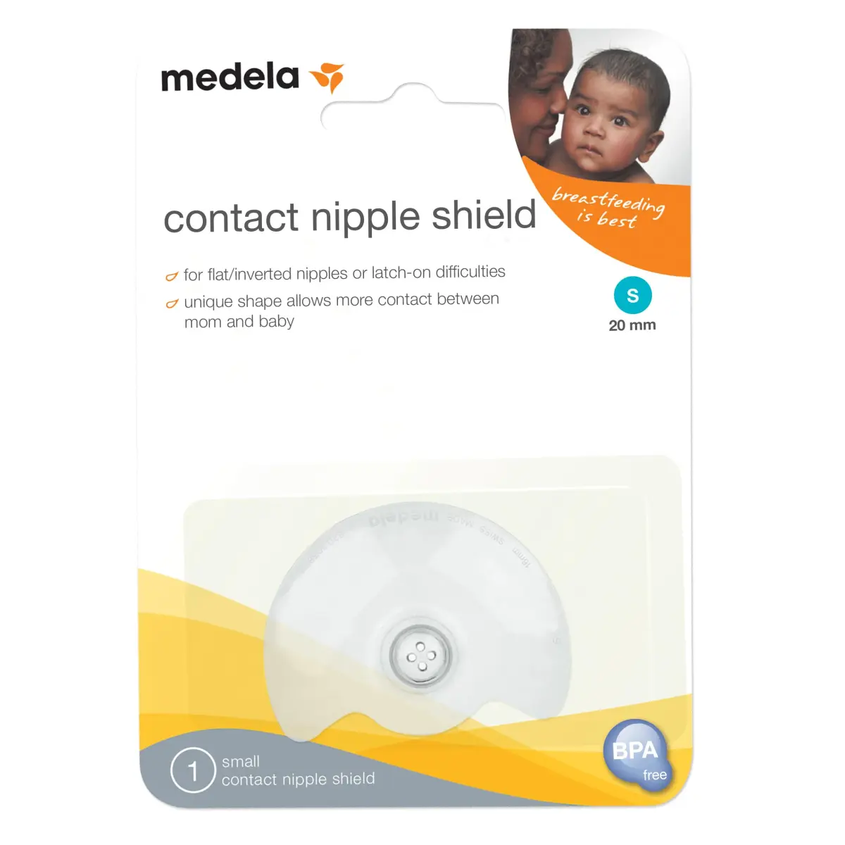 Medela Contact Nipple Shield for Breastfeeding | Small Size (20mm) | 1 Ct | BPA-Free Silicone - main product image