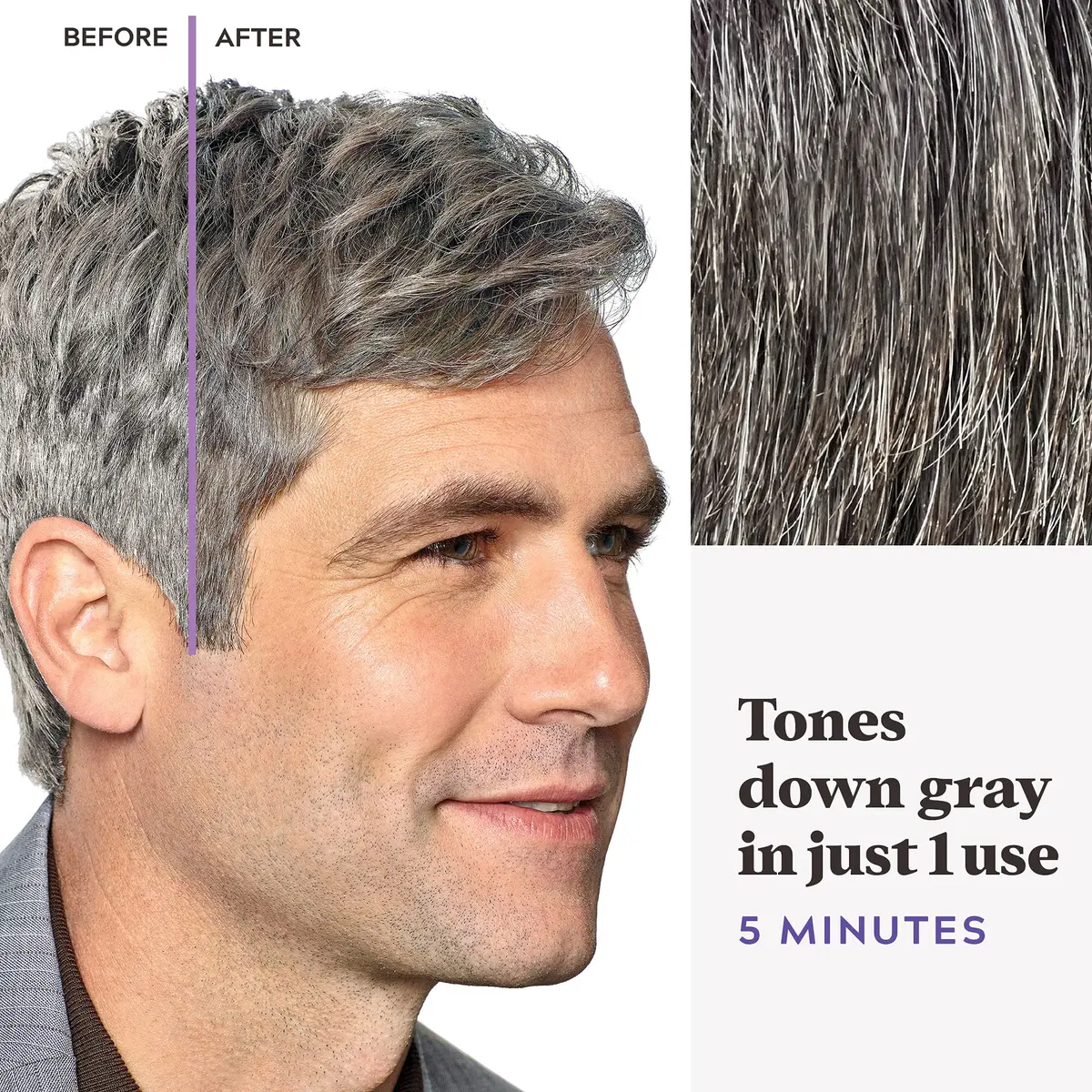 Just for Men Touch of Gray Hair Color, Salt & Pepper Look, Medium Brown T-35 (3 Pack) | Blends Gray Hair for a Natural Look - view 4