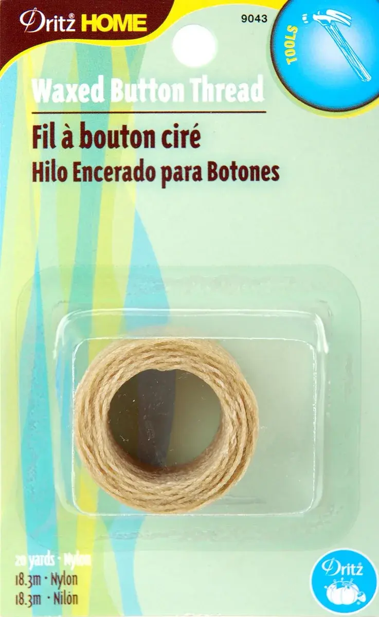 Dritz Home Waxed Button Thread 20 Yards (18.29 m) Natural | Heavy Duty Upholstery & Craft Cord - main product image