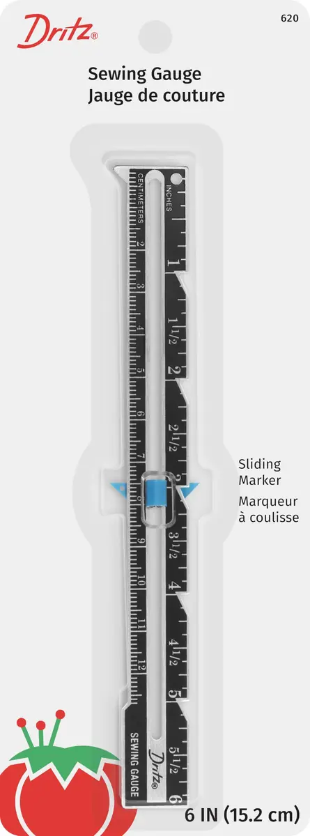 Dritz 620 Sewing Gauge with Sliding Marker, 8 inches (20.3 cm) | Accurate Hem & Buttonhole Marking - main product image
