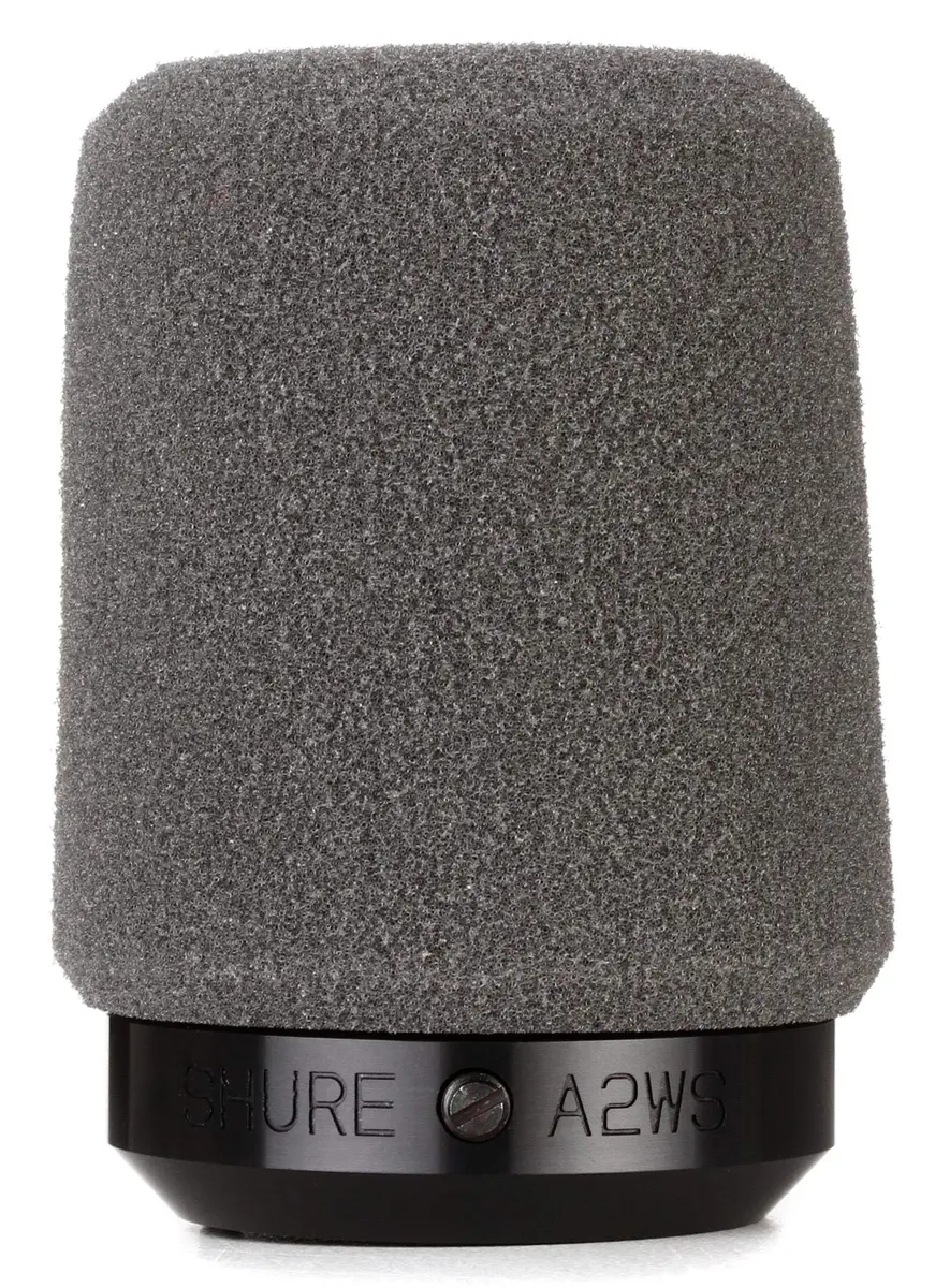 Shure A2WS Locking Microphone Windscreen for SM57 & 545 Series Mics | Reduces Wind & Breath Noise (Gray, 5.5" x 8" x 1.25") - main product image
