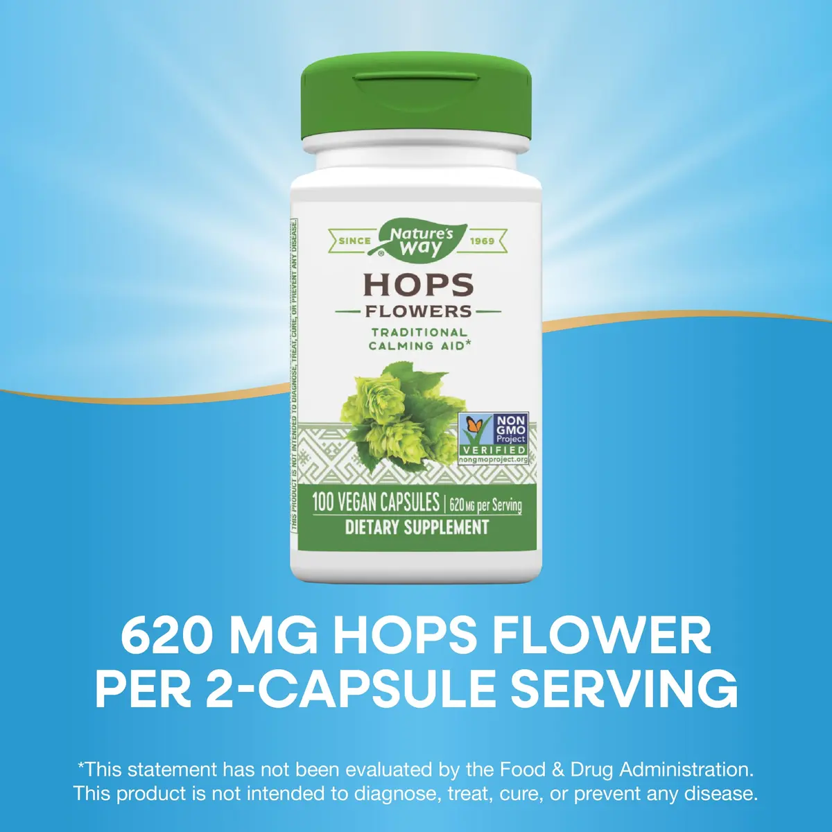 Nature's Way Premium Herbal Hops Flowers 620 mg | Traditional calming aid for nervous system support in India - view 4