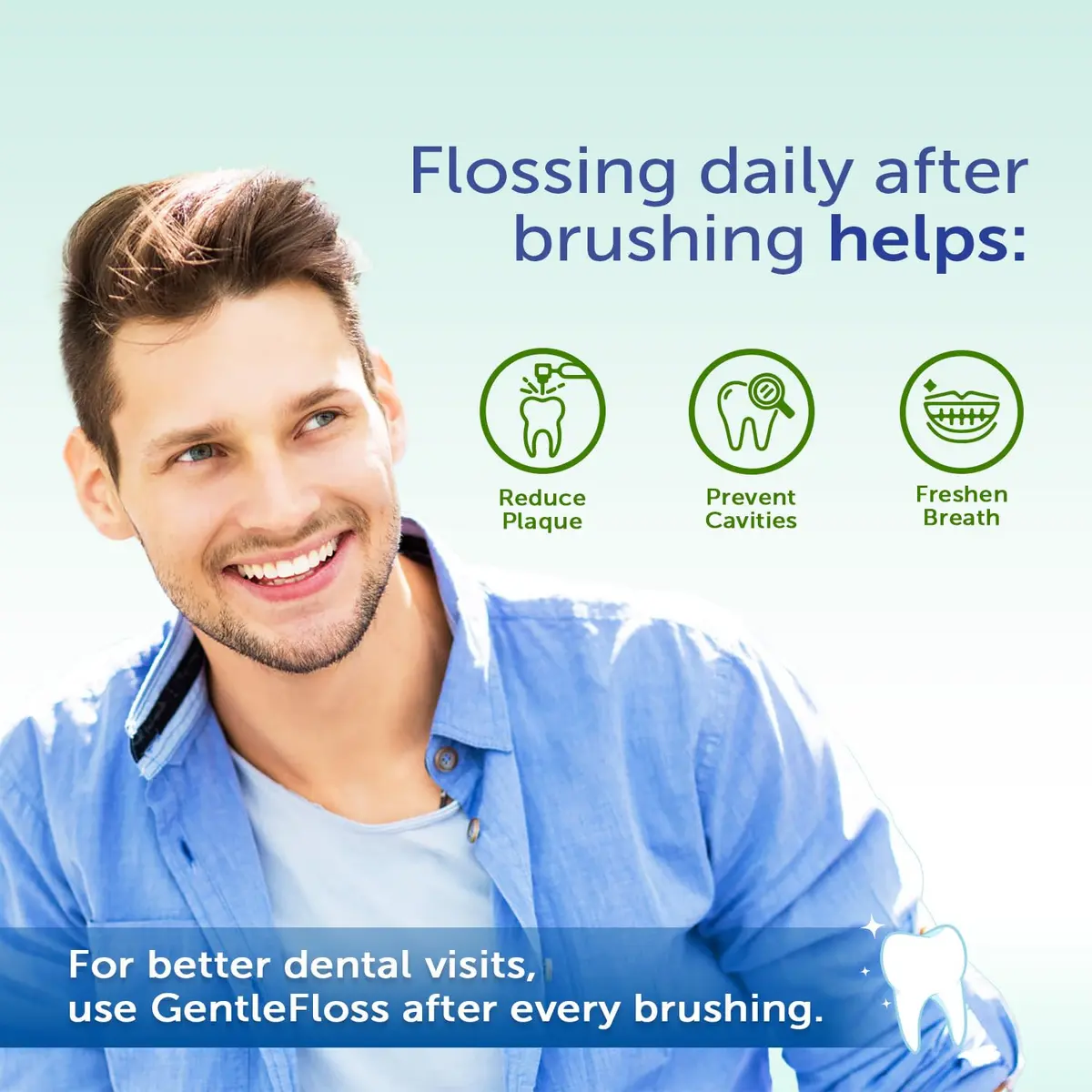 Eco-Dent GentleFloss Dental Floss, Waxed, Mint | Vegan Plant-Based Wax, Recyclable Packaging - view 4
