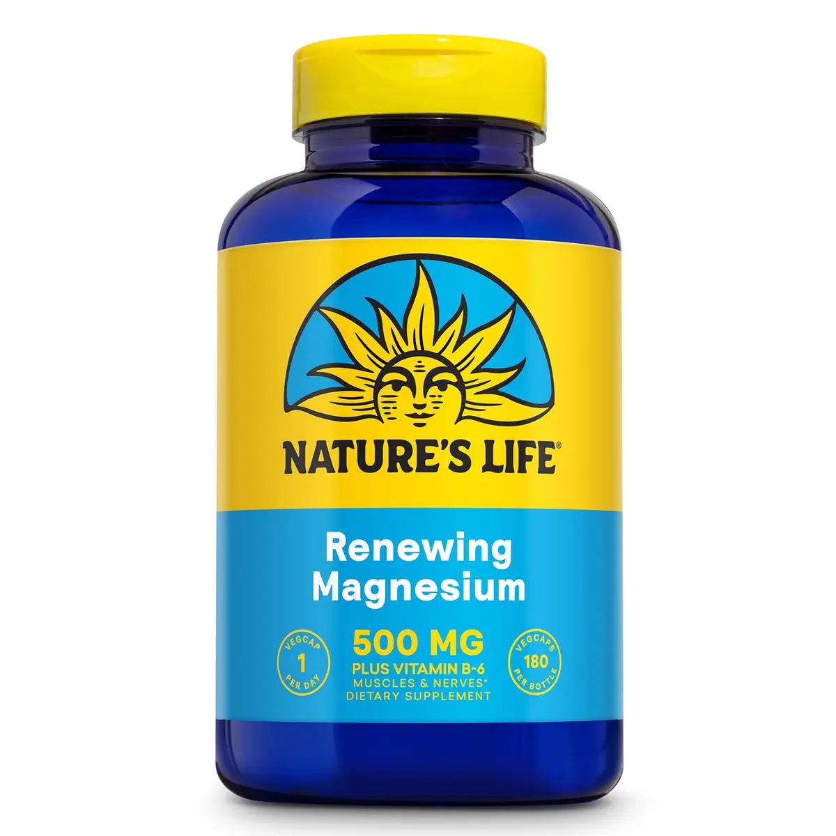Nature's Life Magnesium 500 mg + Vitamin B-6 | Supports Muscles & Nerves, Lab Verified, 180 VegCaps - main product image