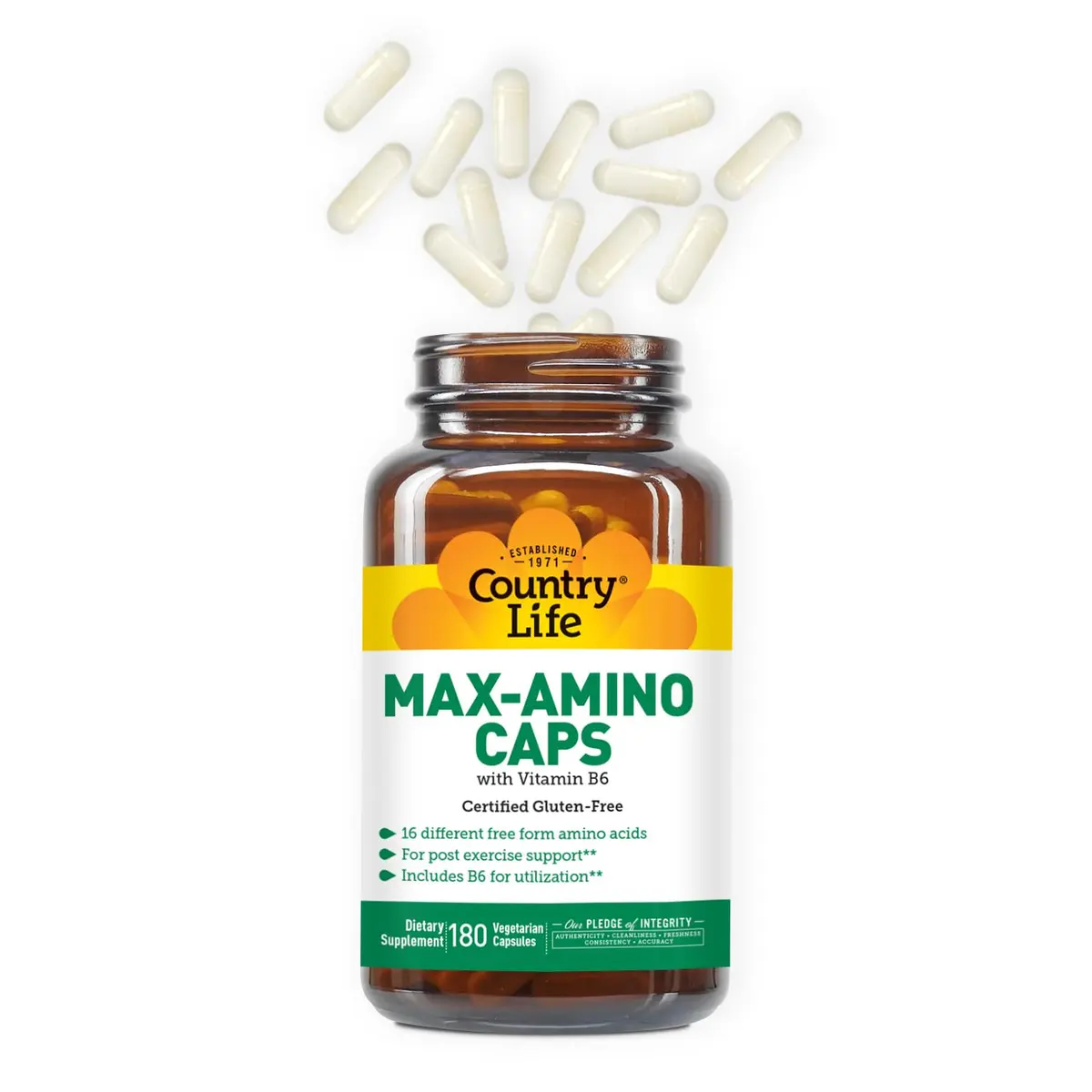 Country Life Maxi-Amino Caps, 16 Free-Form Amino Acids, 180 Capsules | Supports Muscle & Recovery - view 2