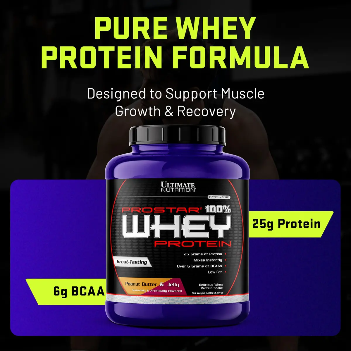 Ultimate Nutrition Prostar Whey Protein Isolate PB&J 2 lb | 25g Protein, Low Carb, Fast Absorbing - view 3