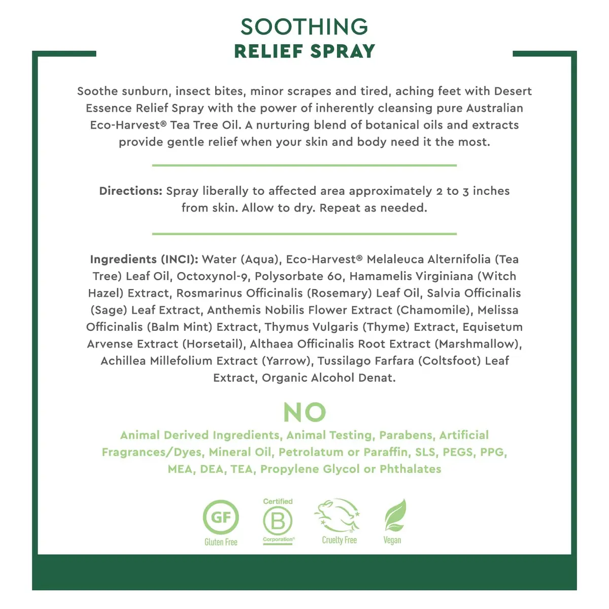 Desert Essence Soothing Relief Spray for Sunburns, Insect Bites | Botanical Botanical Relief (70-120 chars) - view 2
