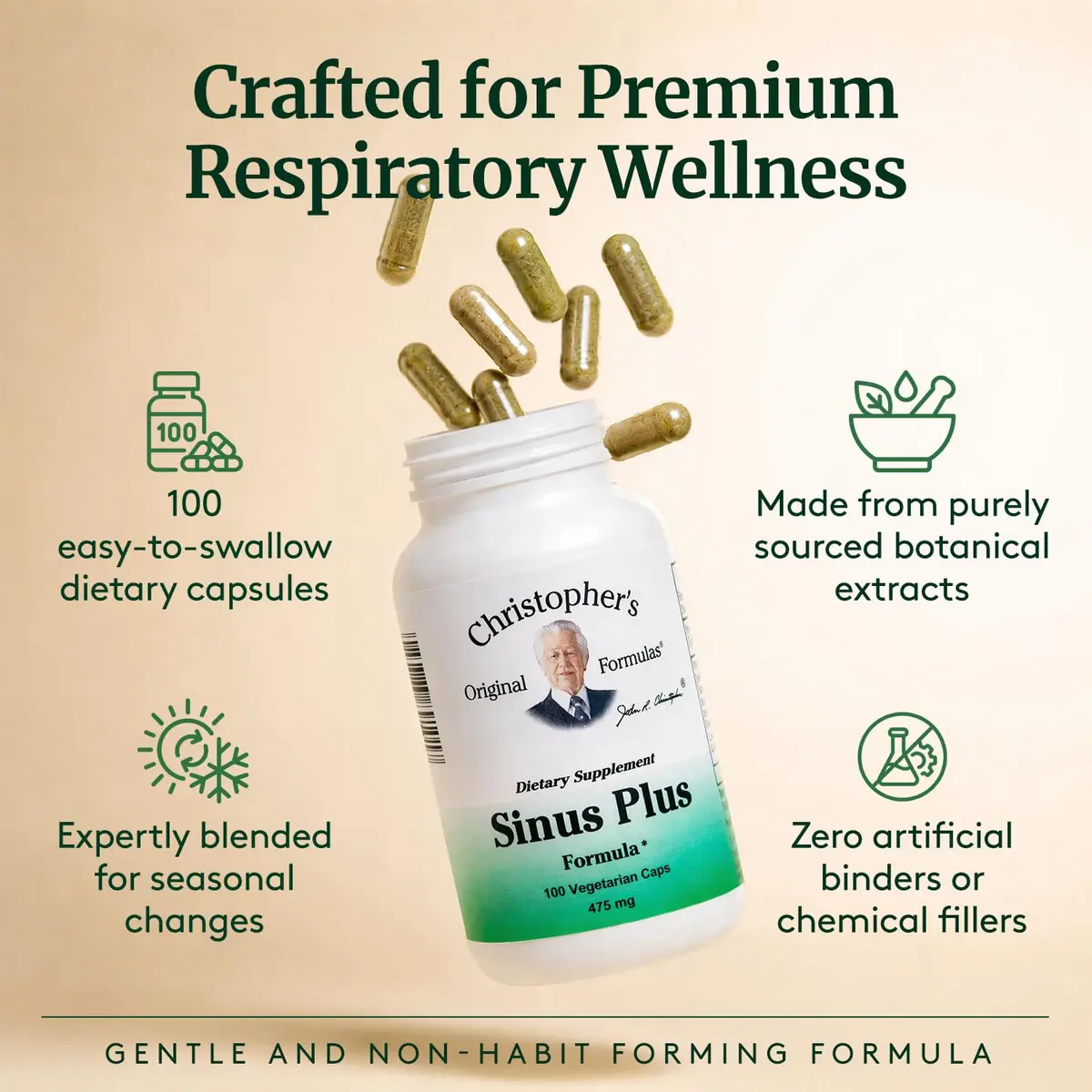 Christopher's Original Formulas Sinus Plus Capsules 100 Count | Herbal Support for Seasonal Balance - view 2