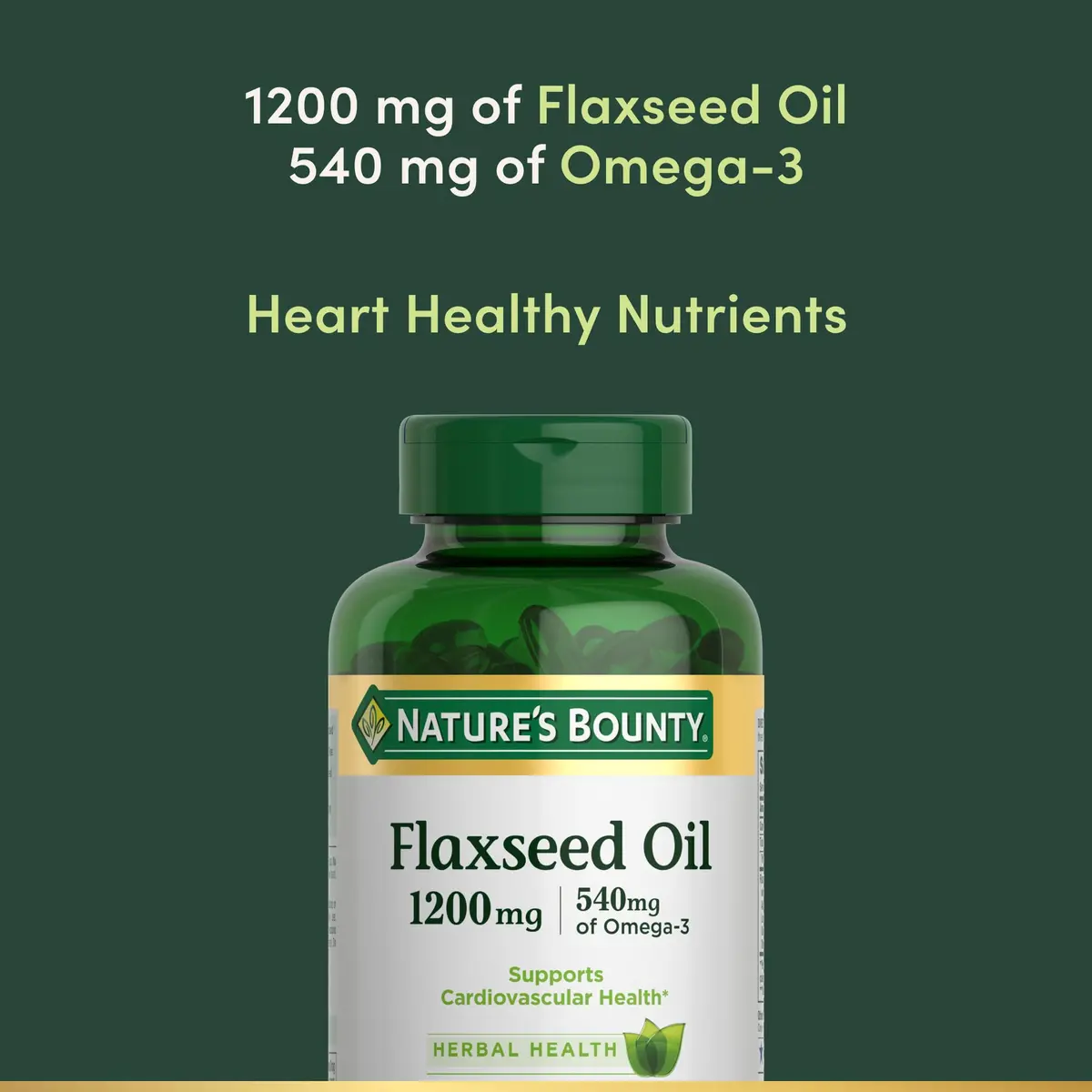Nature's Bounty Flaxseed and Omega 3 1200mg | Supports Heart & Cell Energy - view 3