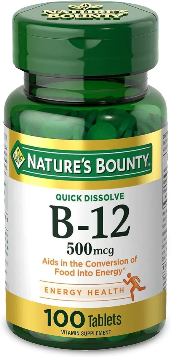 Nature's Bounty Vitamin B-12 500 mcg Microlozenges, 200 Count (Pack of 1) | Energy Metabolism & Nervous System Health - main product image