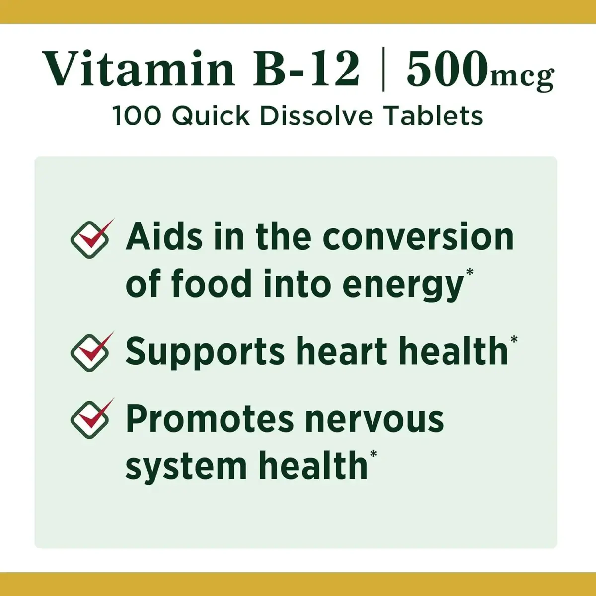 Nature's Bounty Vitamin B-12 500 mcg Microlozenges, 200 Count (Pack of 1) | Energy Metabolism & Nervous System Health - view 3