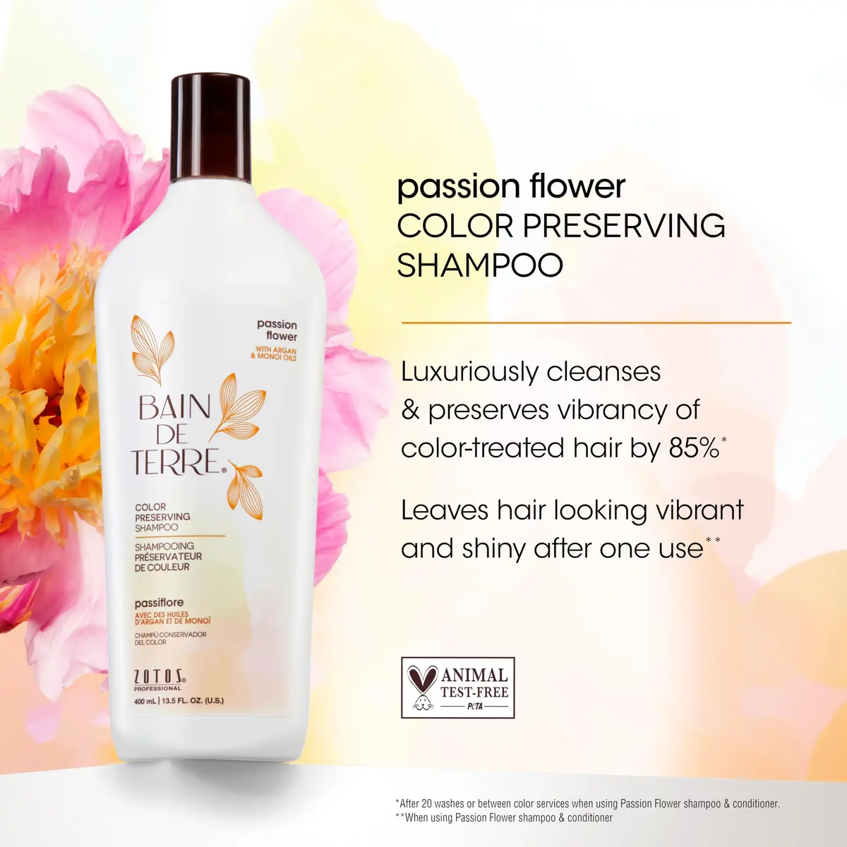 Bain de Terre Passion Flower Color Preserving Shampoo 13.5 Fl Oz | Protects Vibrant Hair Color - view 3