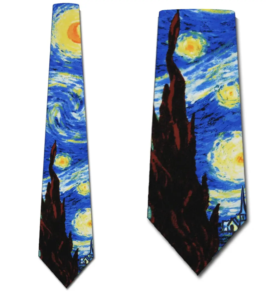 Three Rooker Starry Night Ties Art Vincent van Gogh Neck Ties | Classic Microfiber Design, 57 Inches, Blue - view 2