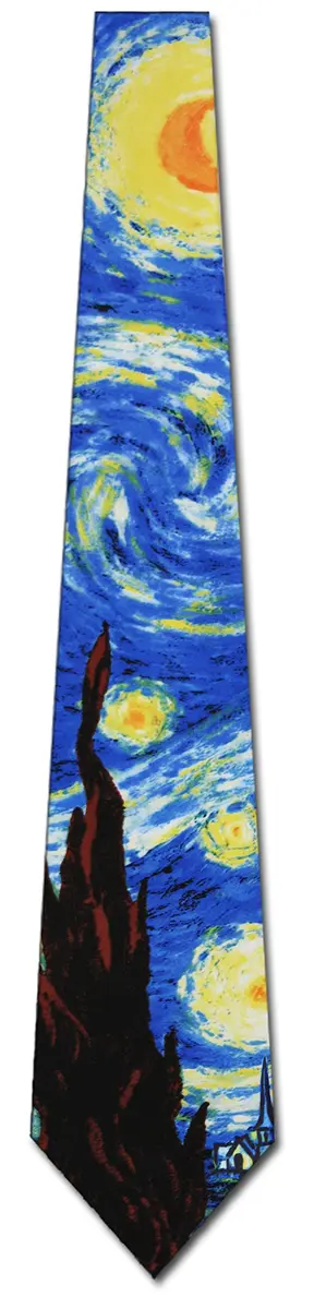 Three Rooker Starry Night Ties Art Vincent van Gogh Neck Ties | Classic Microfiber Design, 57 Inches, Blue - view 3