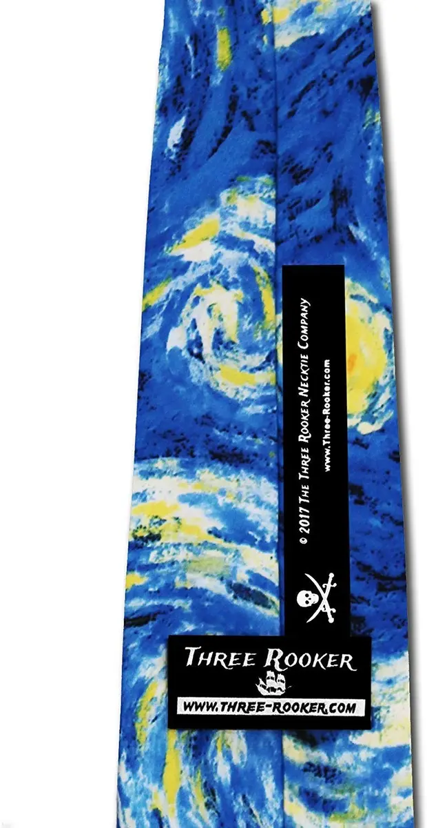 Three Rooker Starry Night Ties Art Vincent van Gogh Neck Ties | Classic Microfiber Design, 57 Inches, Blue - view 4