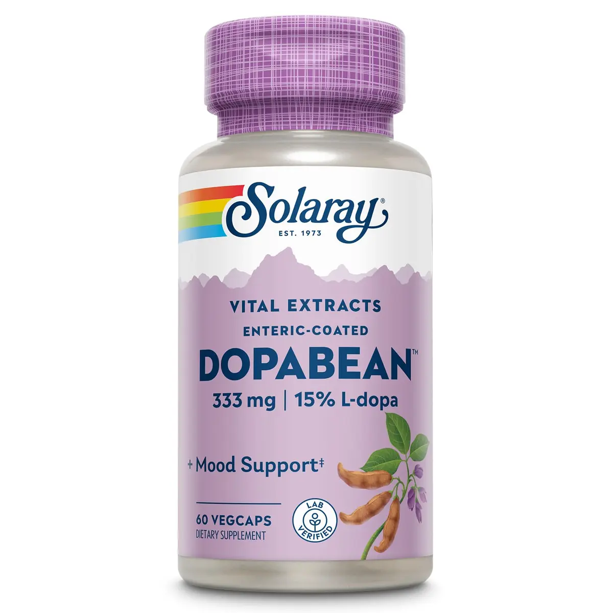 SOLARAY Dopabean 333mg Mucuna Pruriens L-Dopa Wellness Support Supplement 60 Servings - main product image