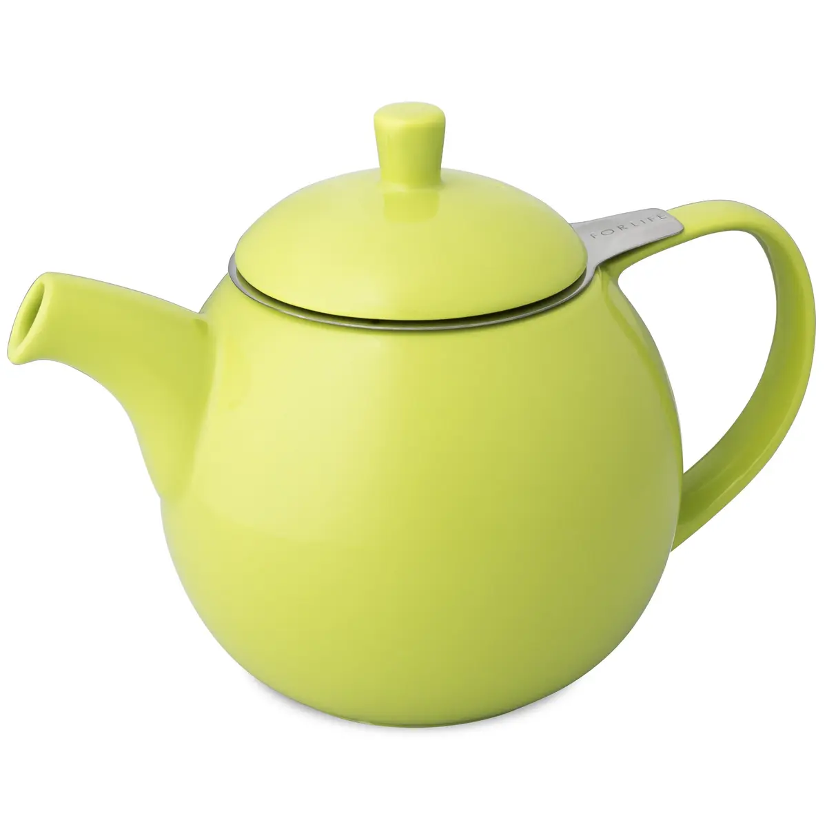 FORLIFE Curve Teapot with Infuser 24 oz | Lime Porcelain Dishwasher Safe - main product image