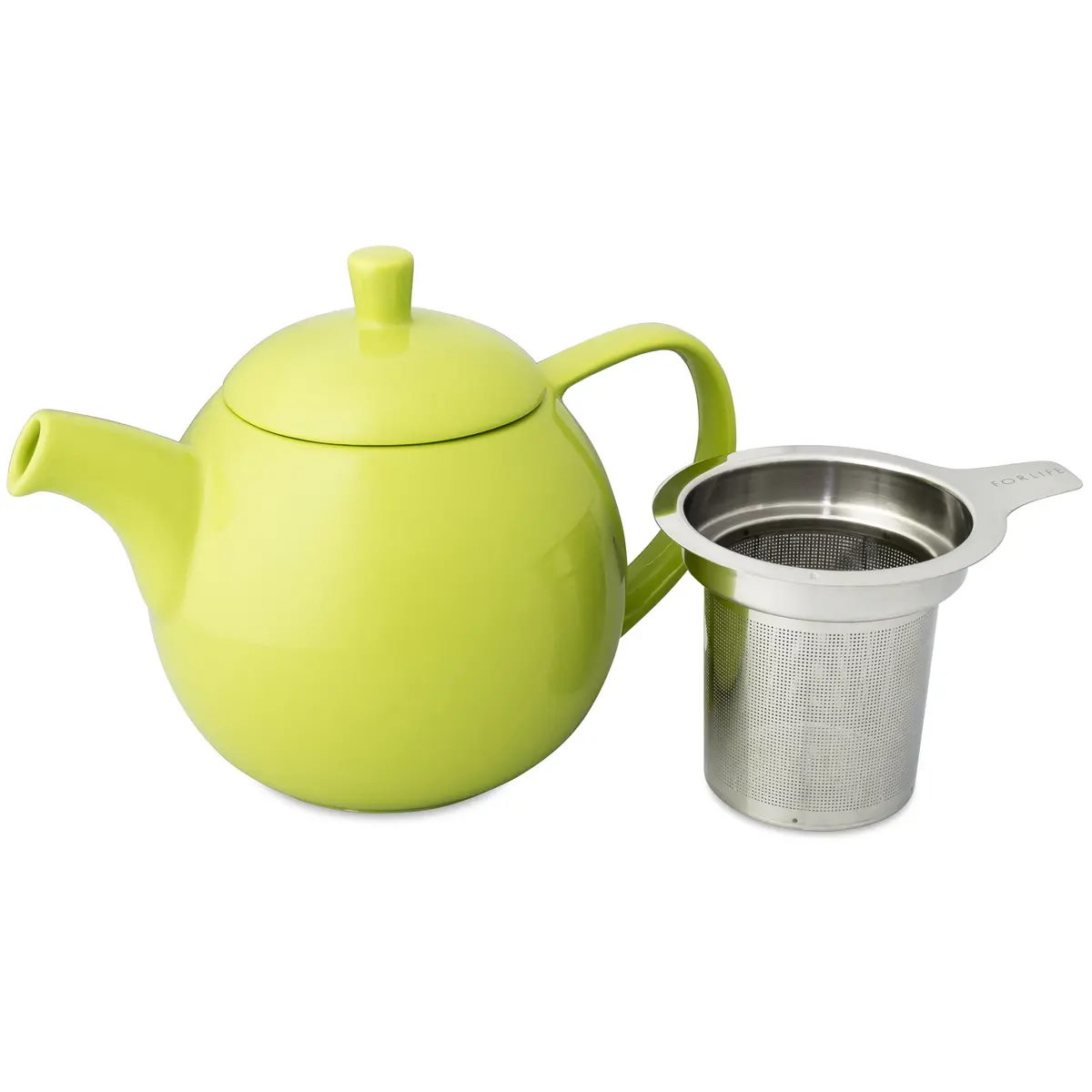 FORLIFE Curve Teapot with Infuser 24 oz | Lime Porcelain Dishwasher Safe - view 2