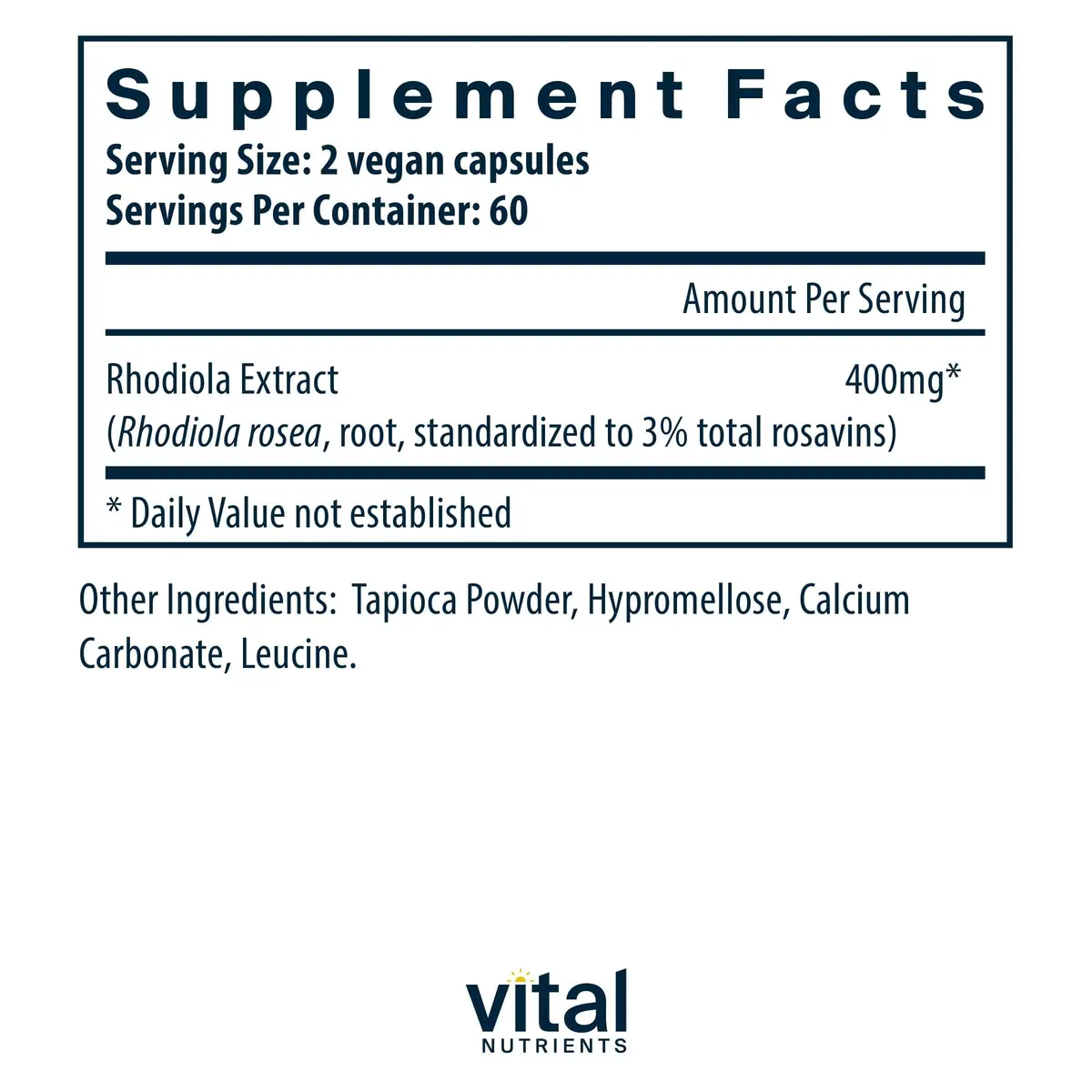 Vital Nutrients Rhodiola Rosea 120 Capsules | Adaptogenic Herb for Energy & Stress - view 2