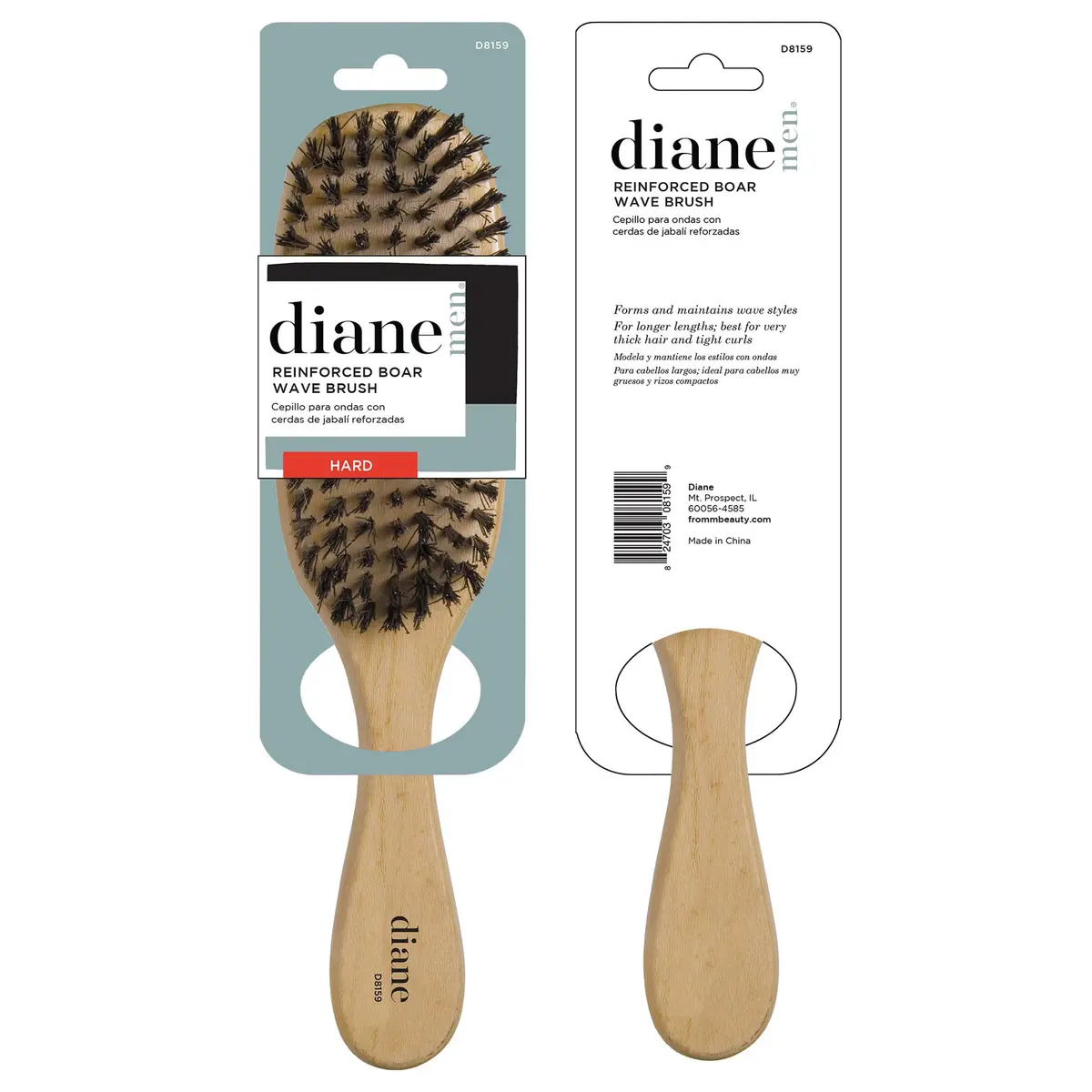 Diane Reinforced Boar Bristle Wave Brush for Men and Barbers – Hard Bristles for Thick to Coarse Hair – Use for Detangling, Smoothing, Wave Styles, Restore Shine and Texture - view 5