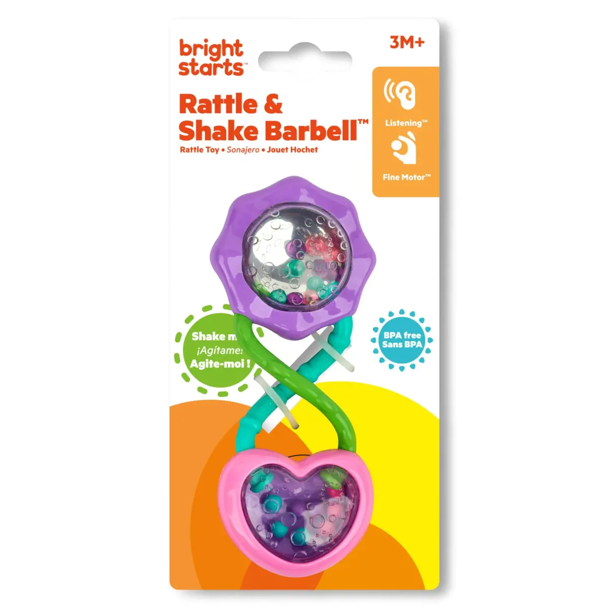 Bright Starts Rattle Barbell Toy, Ages 3M+ | Sensory Play - view 2