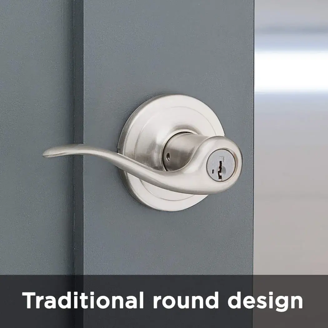Kwikset Tustin Entry Door Handle with Lock and Key, Satin Nickel Lever | BHMA Grade 2 Certified - view 7