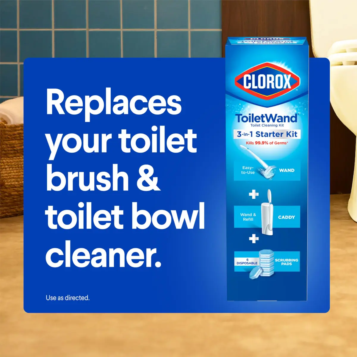 Clorox Toilet Wand Disposable Toilet Cleaning Kit with Caddy & 6 Refills | Kills 99.9% of Germs & Viruses - view 8