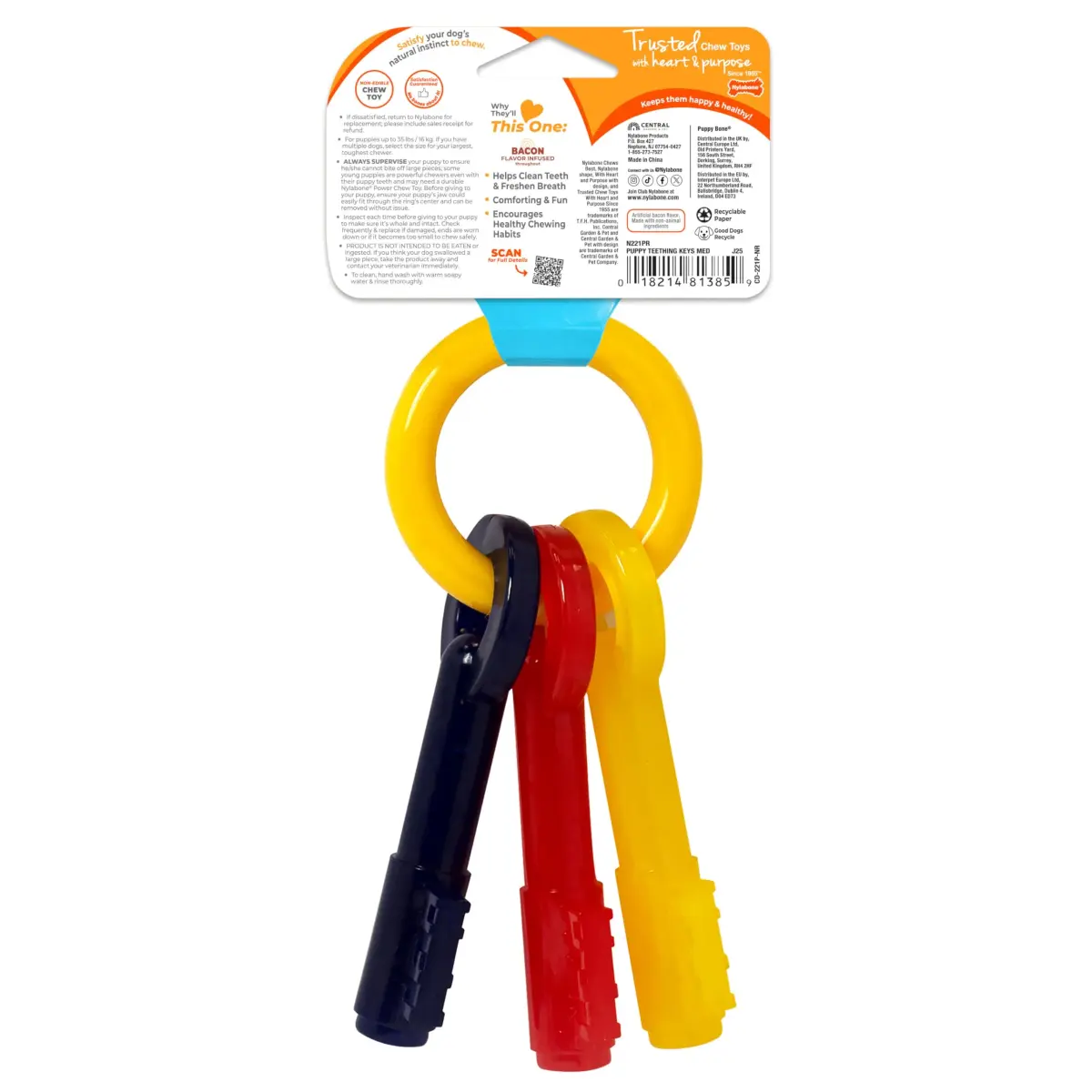 Nylabone Puppy Chew Teething Keys Dog Chew Toy, Bacon Flavor, Medium | Soothes Gums & Cleans Teeth - view 8