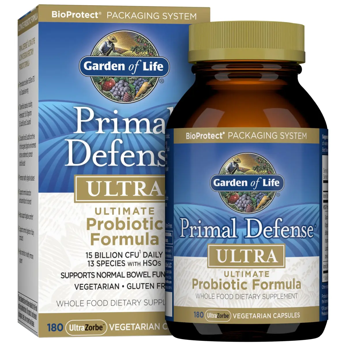 Garden of Life Primal Defense Ultra Ultimate Formula Probiotic 180 Capsules | 15 Billion CFU, 13 Strains, Vegetarian, Gluten-Free - main product image