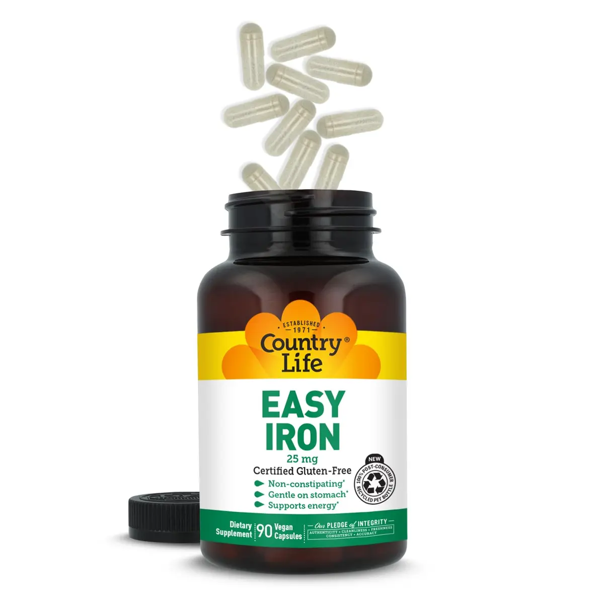 Country Life Easy Iron 25 mg with Ferrochel, 90 Capsules | Gentle, Vegan Iron Supplement for Energy & Blood Support - view 6