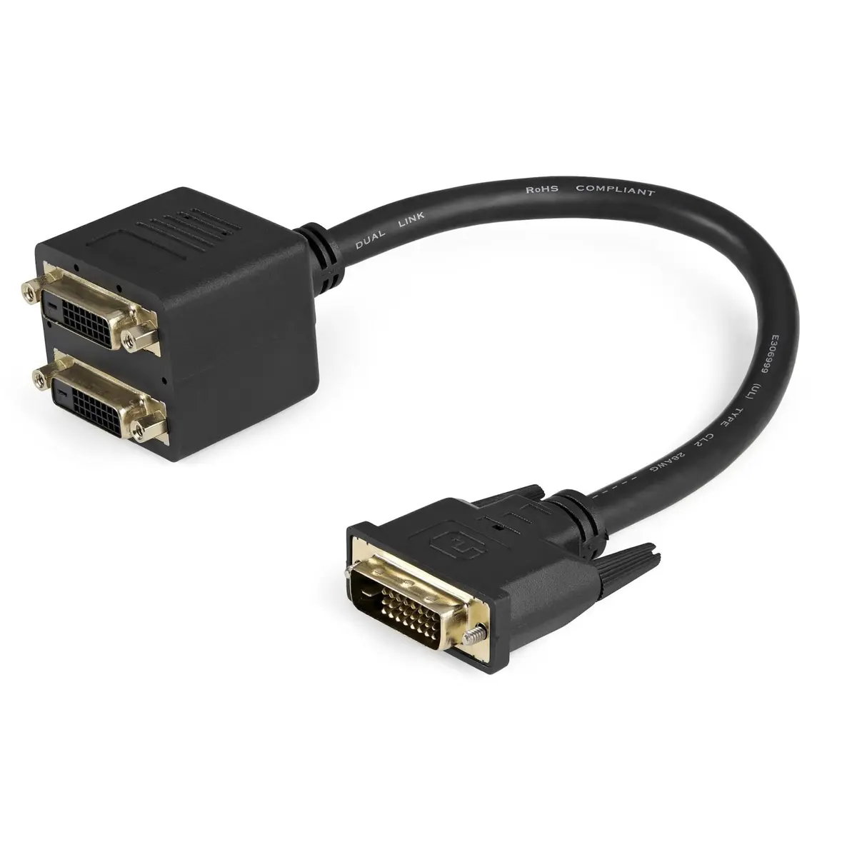 StarTech.com DVI Splitter Cable 1ft (30cm) M/F DVI-D to 2x DVI-D Dual Video Splitter | Supports 2560x1600 Resolution - main product image
