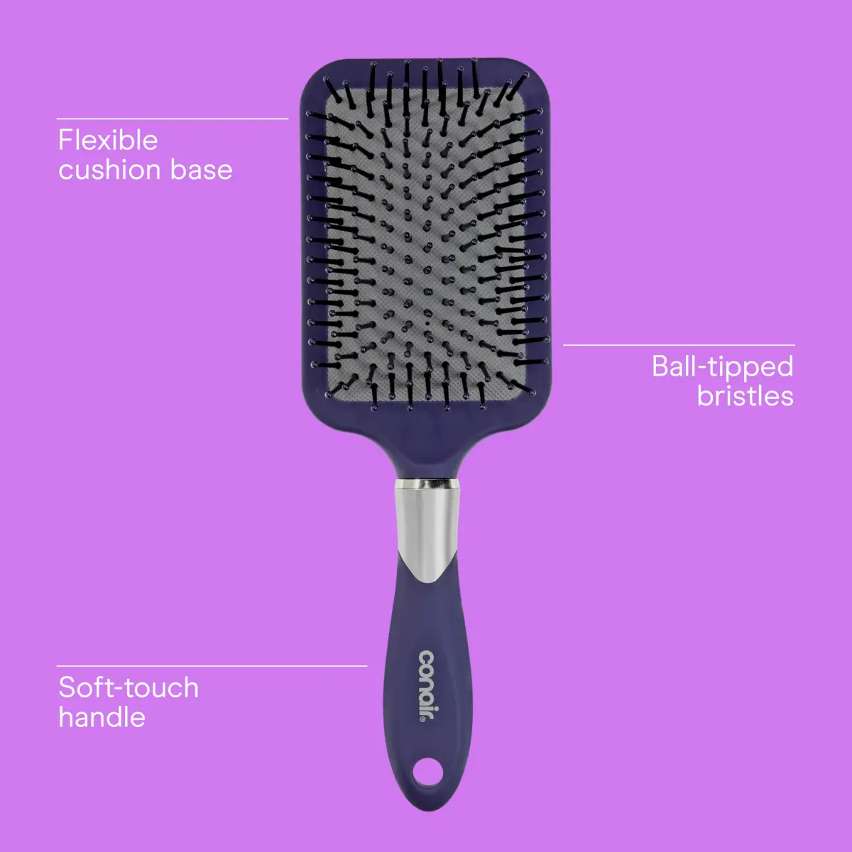 Conair Ultra Wide Paddle Hair Brush for Thick Hair | Detangling Design with Ball-Tipped Bristles - view 3
