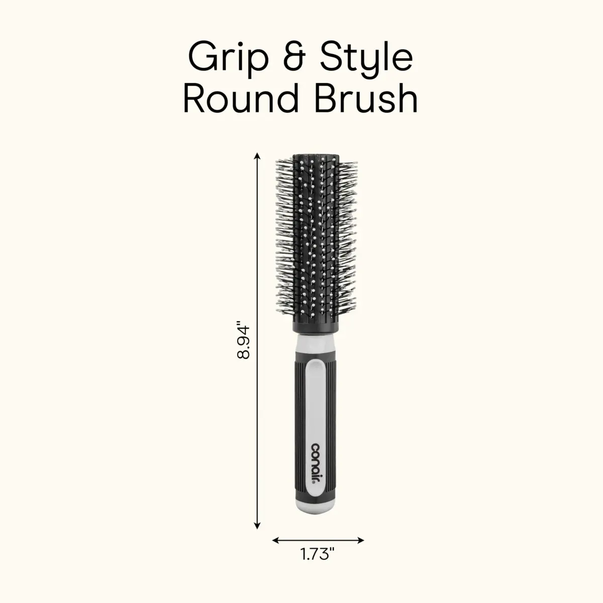 Conair Grip & Style Round Brush, Nylon Bristle Hair Brush for Blowout Styling, Ideal for Coarse, Curly, Wavy Hair, 1 Count - view 9