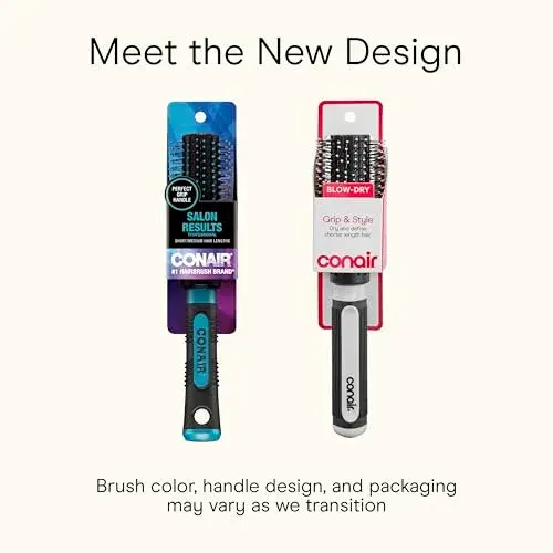 Conair Grip & Style Round Brush, Nylon Bristle Hair Brush for Blowout Styling, Ideal for Coarse, Curly, Wavy Hair, 1 Count - view 2