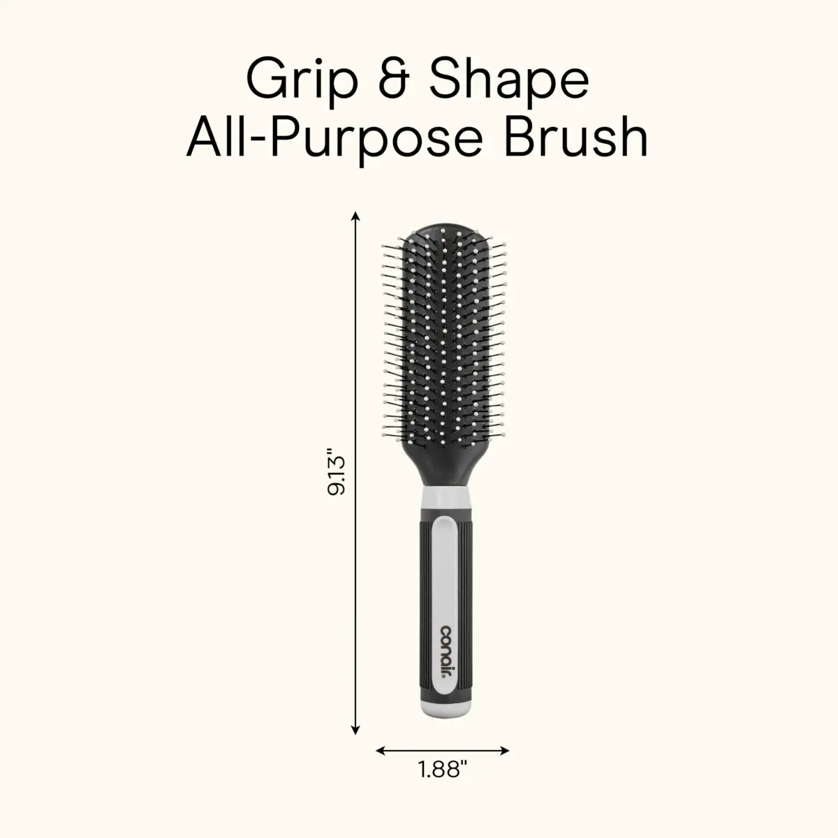 Conair Grip & Shape Styling Hair Brush with Nylon Bristles, Grey | Detangles and Adds Volume - view 9