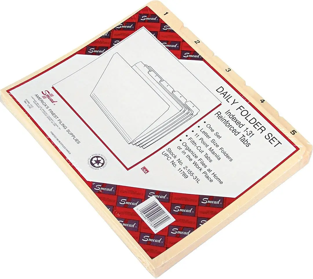 SMEAD File Folders Manila Set Daily 1-31 | Indexed 5-Tab Office & School Filing - view 2