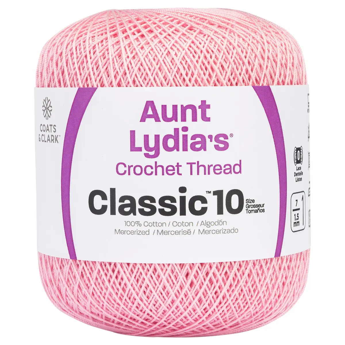 Red Heart Aunt Lydia's Crochet Cotton Size 10 Orchid Pink | Mercerized Cotton, 400yd, Perfect for Crochet Projects - main product image